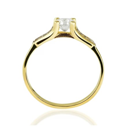 Złoty pierścionek Baron z błyszczącymi kryształami r.18 • Złoto 333