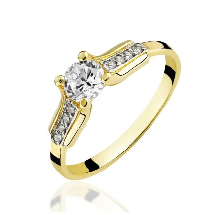 Złoty pierścionek Baron z błyszczącymi kryształami r.15 • Złoto 333
