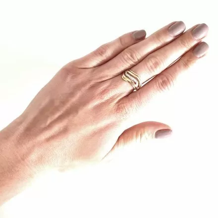 Złoty pierścionek fala z cyrkoniami r.14 • Złoto 333