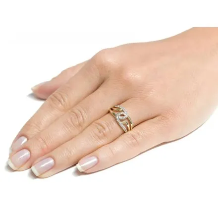 Złoty pierścionek pleciony z cyrkoniami r.11 • Złoto 333