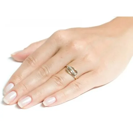 Złoty pierścionek ozdobna fala z cyrkoniami r.12 • Złoto 333