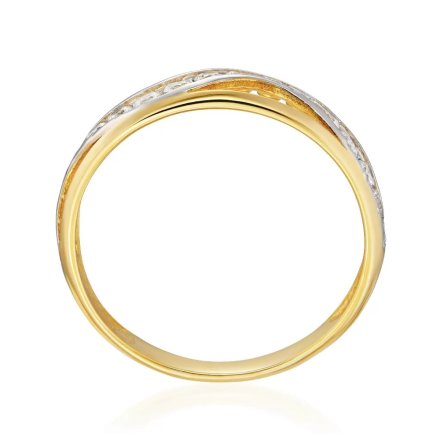 Złoty pierścionek obrączka ozdobna fala z cyrkoniami r.16 • Złoto 333