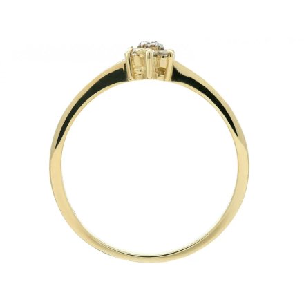 Złoty pierścionek kwiatek z jasnym kamieniem r. 19 • Złoto 333