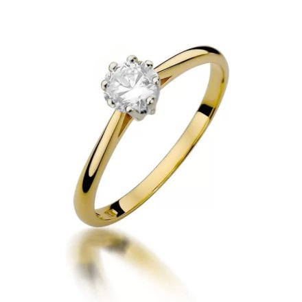 Złoty pierścionek zaręczynowy klasyczny kryształ r. 16 • Złoto 585