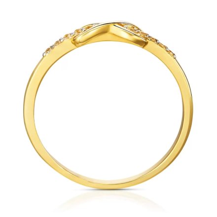 Złoty pierścionek nieskończoność na wieki z cyrkoniami r.14 • Złoto 585