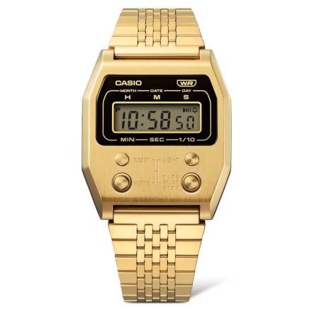 Złoty zegarek Casio Vintage w stylu Retro na bransolecie  A1100G-5EF