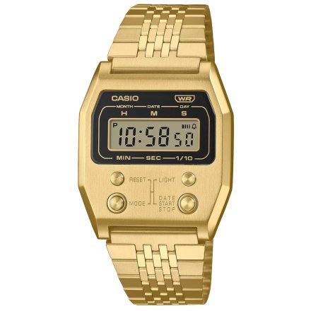 Złoty zegarek Casio Vintage w stylu Retro na bransolecie  A1100G-5EF