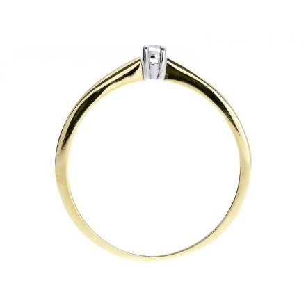 Złoty pierścionek zaręczynowy delikatny klasyczny kryształ r.14 • Złoto 585