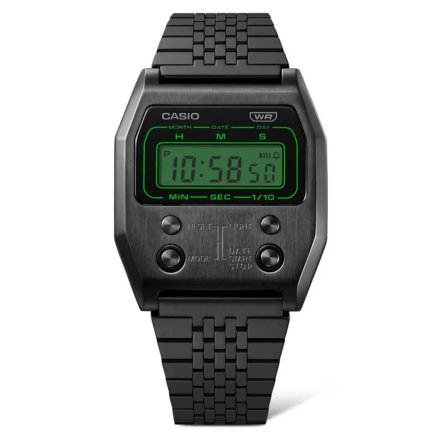 Czarny zegarek Casio Vintage w stylu Retro na bransolecie  A1100B-1EF
