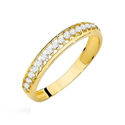 Złoty pierścionek ażurowa obrączka z cyrkoniami r.11 • Złoto 585