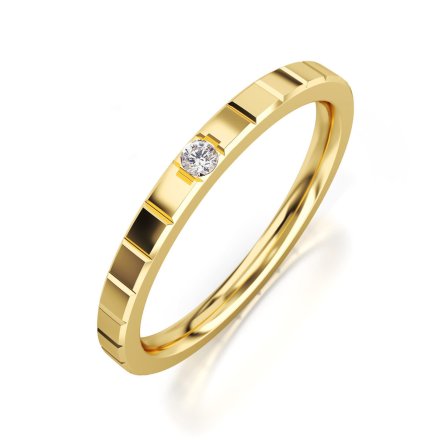 Złoty pierścionek delikatny kwadraciki z cyrkonią r.11 • Złoto 585