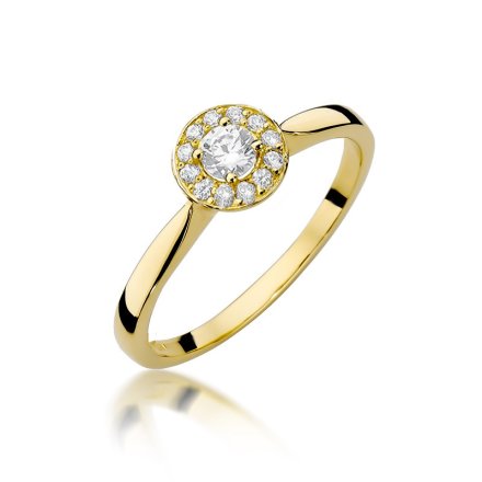 Złoty pierścionek zaręczynowy z błyszczącymi cyrkoniami r.13 • Złoto 333