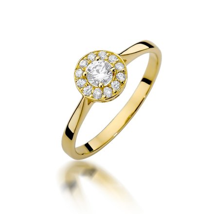 Złoty pierścionek zaręczynowy z błyszczącymi cyrkoniami r.12 • Złoto 333