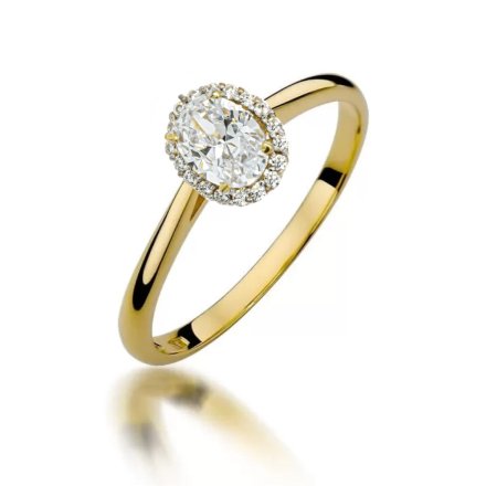 Złoty pierścionek zaręczynowy z dużą owalną cyrkonią r.15 • Złoto 333