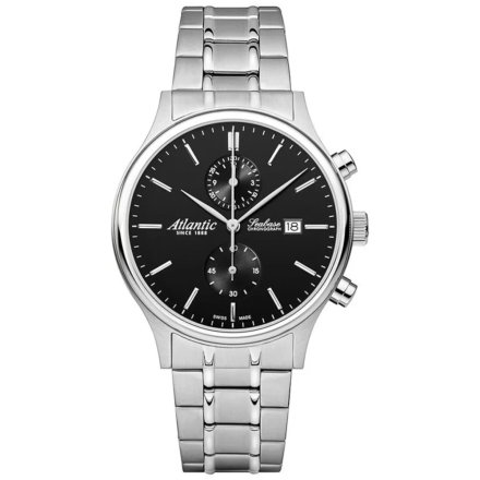 Srebrny zegarek Męski Atlantic Seabase Chronograph z bransoletą 64457.41.61