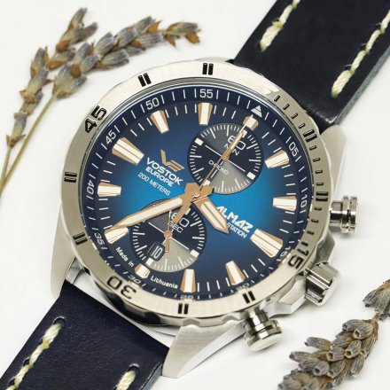 Zegarek Męski Vostok Europe Almaz Chrono Space Station granatowy 6S11-320A675