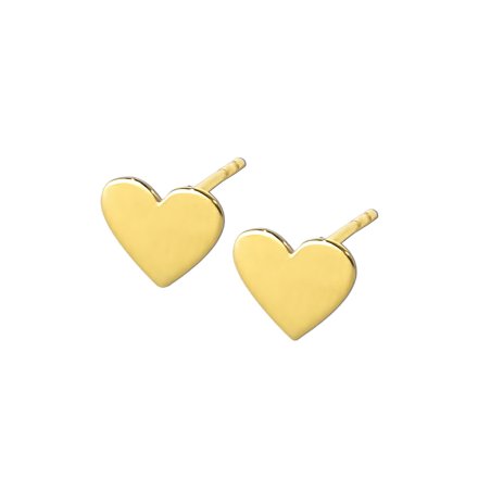 Złote kolczyki płaskie gładkie serca • Złoto 585 0.81 g 