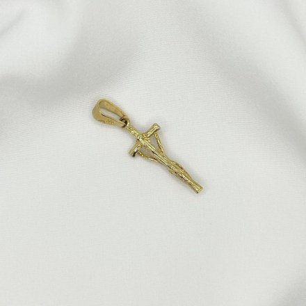 Złoty krzyżyk Jezus ukrzyżowany wzór papieski złota zawieszka • Złoto 585 1.77 g