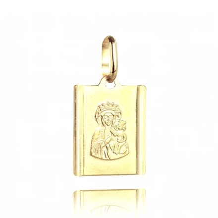 Złoty mały medalik Matka Boska Częstochowska matowy • Złoto 585 0.98g