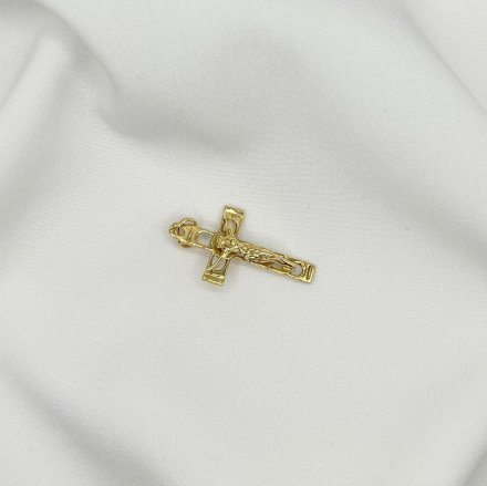 Złoty krzyżyk Jezus Ukrzyżowany zawieszka złota • Złoto 585 1.68g