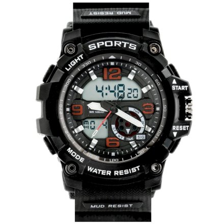 Czarny dziecięcy zegarek sportowy Pacific 209AD-1