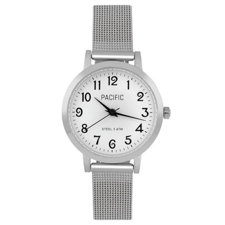 Srebrny damski zegarek z bransoleta mesh PACIFIC S6023-05