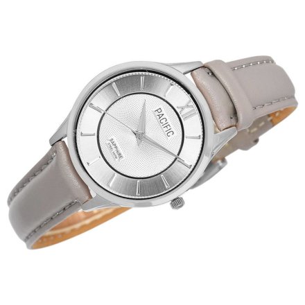 Srebrny damski zegarek z szarym paskiem PACIFIC S6027-10
