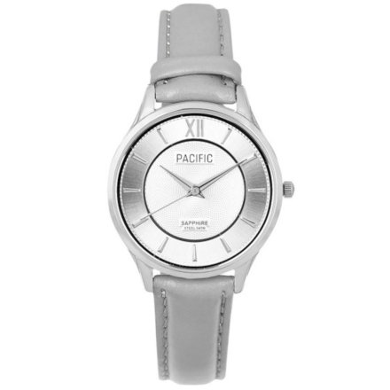 Srebrny damski zegarek z szarym paskiem PACIFIC S6027-10