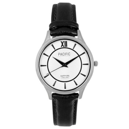 Srebrny damski zegarek z czarnym paskiem PACIFIC S6027-11