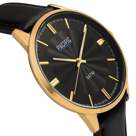Złoty męski zegarek na pasku PACIFIC  X0060-10