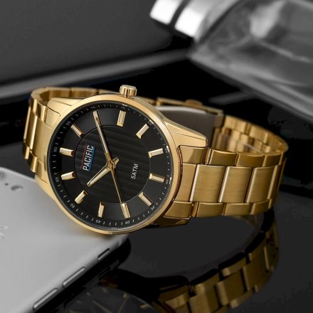 Złoty męski zegarek z bransoleta PACIFIC  X0090-05