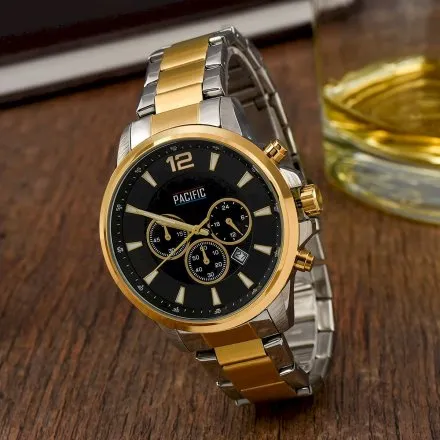 Złoto-srebrny męski zegarek z bransoleta PACIFIC  X0094-04
