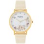 Złoty damski zegarek z kwiatami i kryształkami na pasku PACIFIC X6182-09