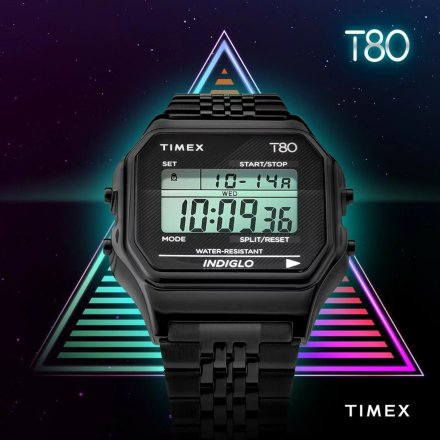 Czarny zegarek Timex na bransolecie Vintage Retro T80 TW2R79400