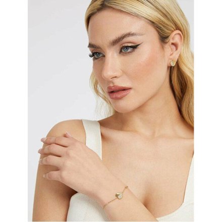 Złota bransoletka Guess z sercem LOVELY GUESS JUBB03036JW (L)