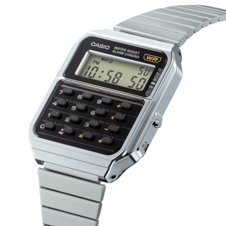Srebrny zegarek Casio z kalkulatorem Vintage w stylu Retro CA-500WE-1AEF 