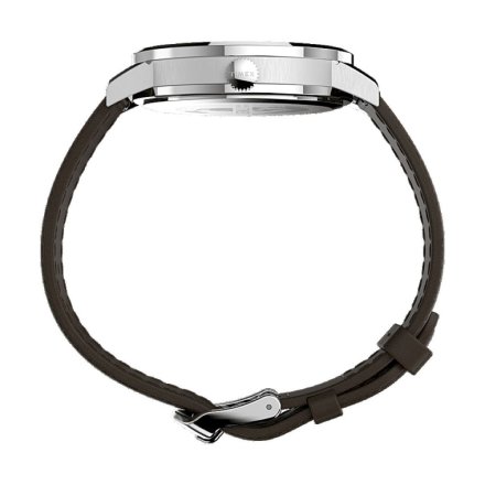 Męski zegarek Timex Midtown srebrny z brązowym paskiem TW2V36500