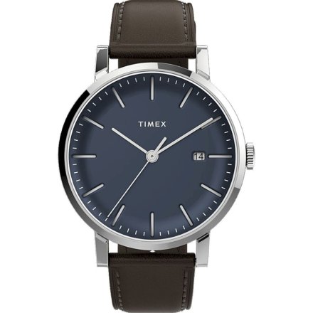 Męski zegarek Timex Midtown srebrny z brązowym paskiem TW2V36500