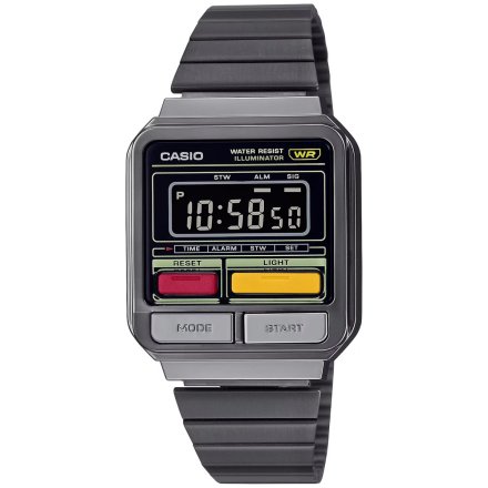 Grafitowy zegarek Casio Vintage w stylu Retro prostokąt A120WEGG-1BEF