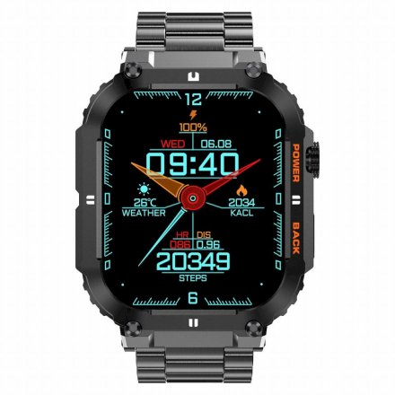 GRAVITY GT6-2 czarna bransoletka smartwatch męski z funkcją rozmowy