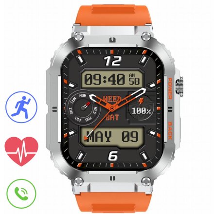 GRAVITY GT6-4 pasek pomarańczowy smartwatch męski z funkcją rozmowy GT6-4