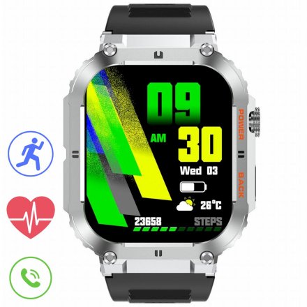 GRAVITY GT6-5 srebrny z paskiem smartwatch męski z funkcją rozmowy 