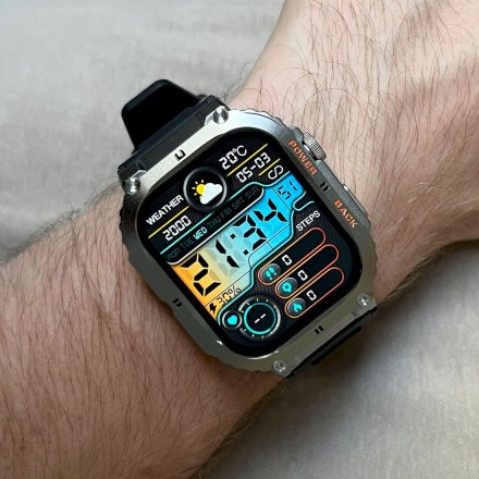 GRAVITY GT6-5 srebrny z paskiem smartwatch męski z funkcją rozmowy 