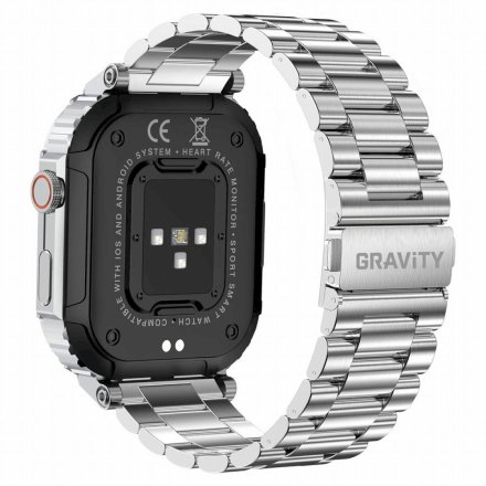 GRAVITY GT6-7 srebrna bransoleta smartwatch męski z funkcją rozmowy 