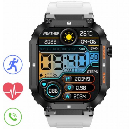 GRAVITY GT6-8 czarno-biały smartwatch męski z funkcją rozmowy 