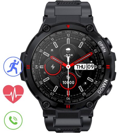 GRAVITY GT7-1 czarny pasek smartwatch męski z funkcją rozmowy