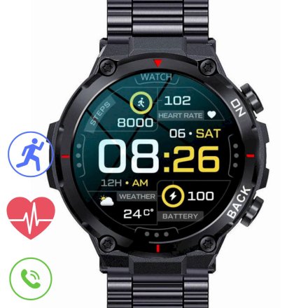 GRAVITY GT7-2 czarna bransoleta smartwatch męski z funkcją rozmowy