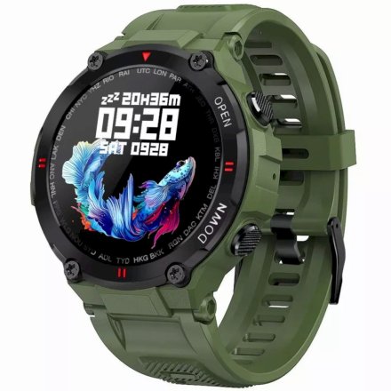 GRAVITY GT7-3 wojskowy zielony smartwatch męski z funkcją rozmowy