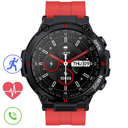 GRAVITY GT7-5 czerwony pasek smartwatch męski z funkcją rozmowy