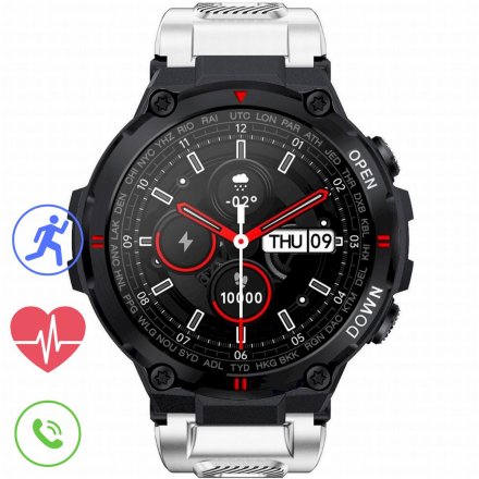 GRAVITY GT7-6 biały pasek smartwatch męski z funkcją rozmowy